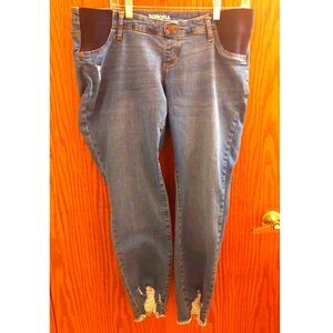 Sonoma Side Panel Maternity Jeggings 16 Mid Wash Distressed Chew Hem
